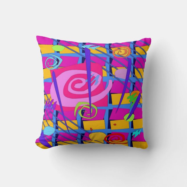 Colourful Shapes Abstract Matisse Style Cushion (Front)