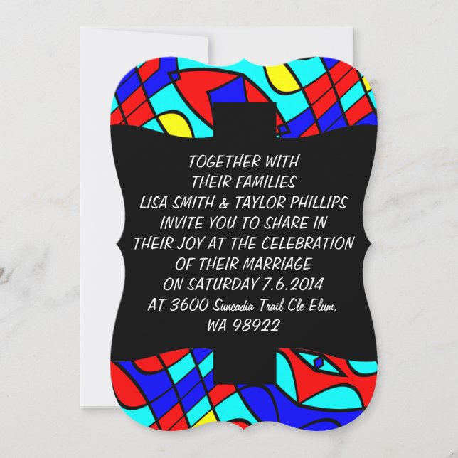 Colourful shapes invitation (Front)