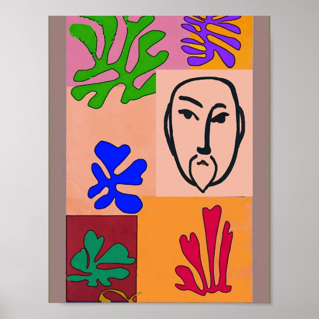 Colourful Shapes Matisse Style Poster (Front)