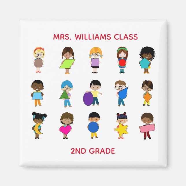 Colourful Shapes Multi Cultural Children Magnet (Front)