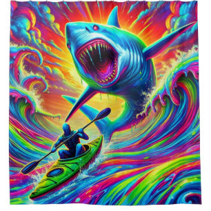 Colourful Shark Art Shower Curtain