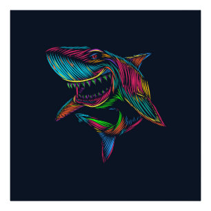 Colourful shark photo print