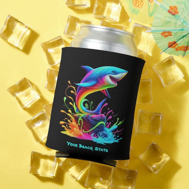 Colourful Shark Splash Can Cooler (In Situ Summer)