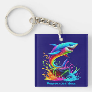 Colourful Shark Splash Key Ring