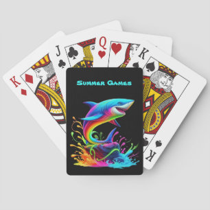Colourful Shark Splash  Playing Cards