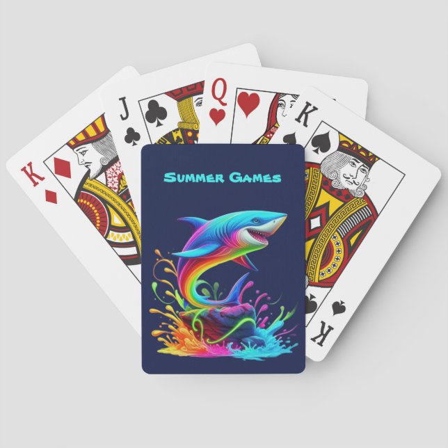 Colourful Shark Splash  Playing Cards (Back)