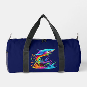 Colourful Shark Splash Zippered Pouch Duffle Bag