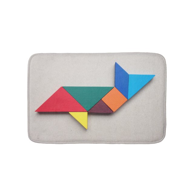 Colourful shark Tangram Bath Mat (Front)