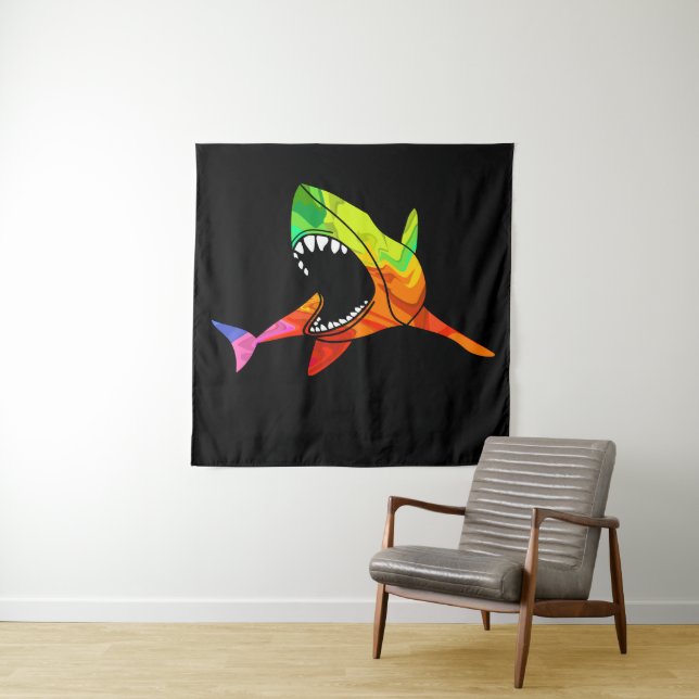 Colourful Shark Tapestry (In Situ)