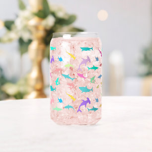 Colourful shark under the sea gradient Party Can Glass