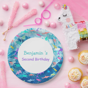 Colourful shark under the sea School Party Birthda Paper Plate