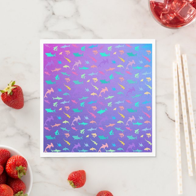 Colourful shark under the sea School Party Napkin (Insitu)
