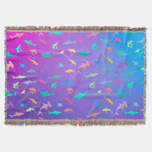 Colourful shark under the sea School Party Throw Blanket