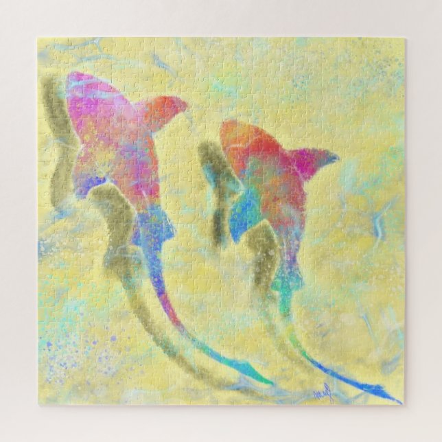 Colourful Sharks Jigsaw Puzzle - Painting (Vertical)