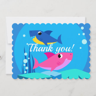 Colourful Sharks Thank You Card