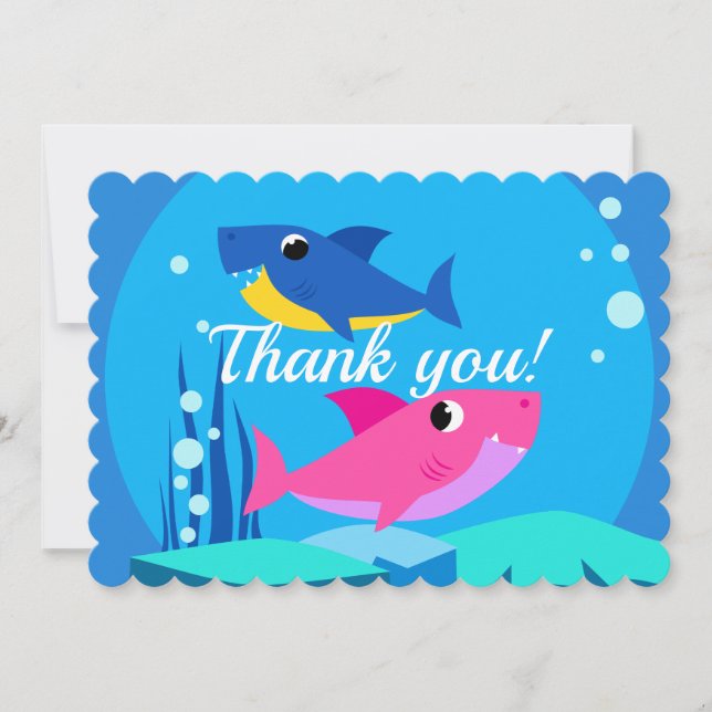 Colourful Sharks Thank You Card (Front)