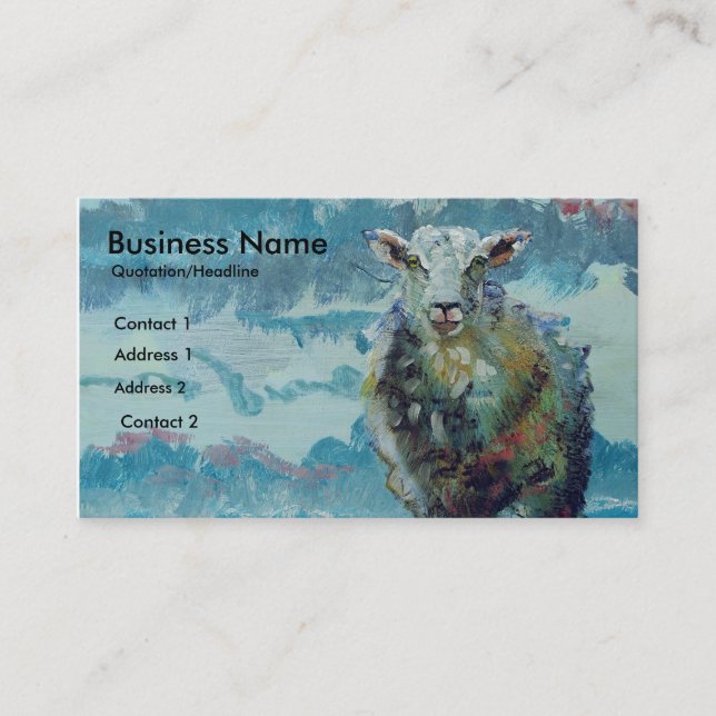 Colourful Sheep and Cloudy Sky Business Cards (Front)