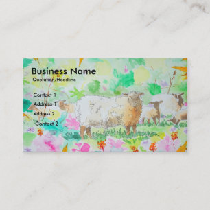 Colourful Sheep and flower garden Business Cards
