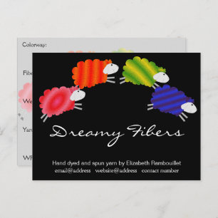 Colourful Sheep Fibre Artist Hangtag Postcard