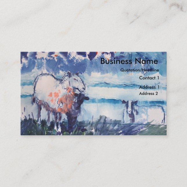 Colourful Sheep lamb Cloudy Sky Business Cards (Front)