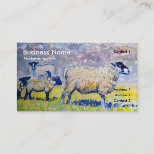 Colourful Sheep Lambs and Cloudy Sky Business Card