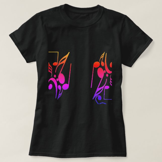 Colourful Sheet Music T-Shirt (Design Front)