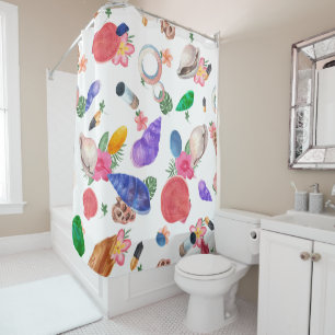 Colourful Shells And Flowers Shower Curtain