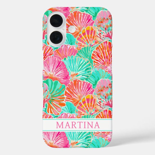 Colourful Shells Monogrammed Case-Mate iPhone Case (Back)