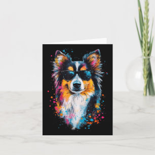 Colourful Shetland Sheepdog Face Cute Puppy Dog Lo Card
