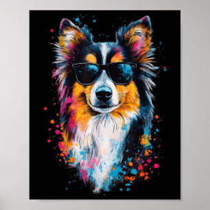 Colourful Shetland Sheepdog Face Cute Puppy Dog Lo Poster