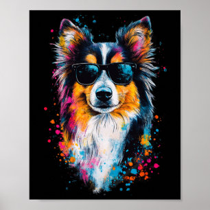 Colourful Shetland Sheepdog Face Cute Puppy Dog Lo Poster