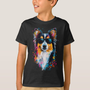 Colourful Shetland Sheepdog Face Cute Puppy Dog Lo T-Shirt