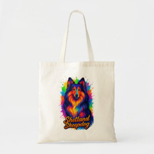 Colourful Shetland Sheepdog Pop Art Illustration Tote Bag
