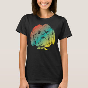 Colourful Shih Tzu Face Animal Pet Dog Owner T-Shirt