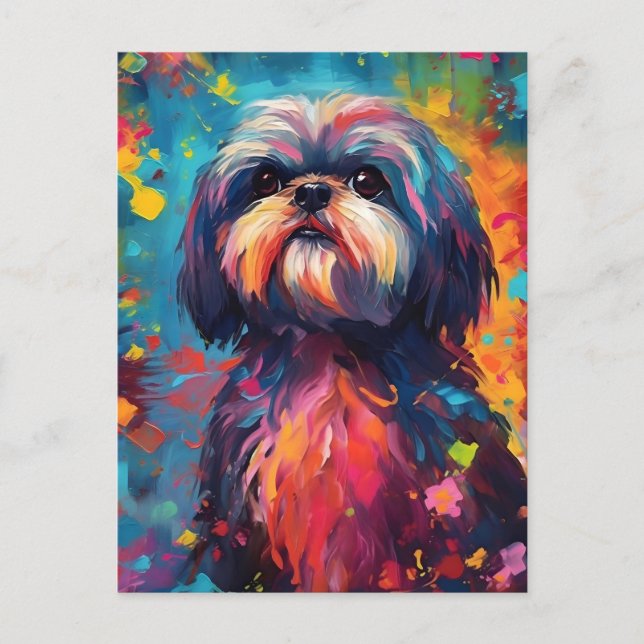 Colourful Shih Tzu Postcard (Front)
