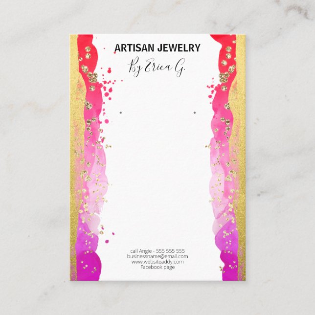 Colourful Shimmering Gold Earring Display Card (Front)