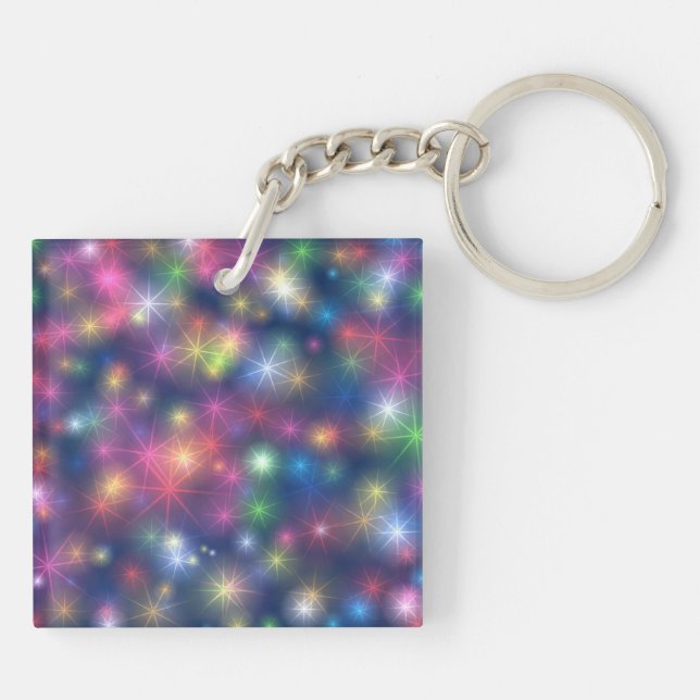 Colourful Shining Stars Cosmic Lights Key Ring (Back)