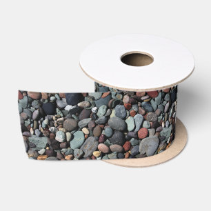 Colourful Shiny Beach Stones Pattern Satin Ribbon