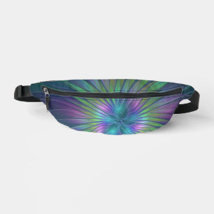 Colourful Shiny Fantasy Flower Abstract Fractal Ar Bum Bags