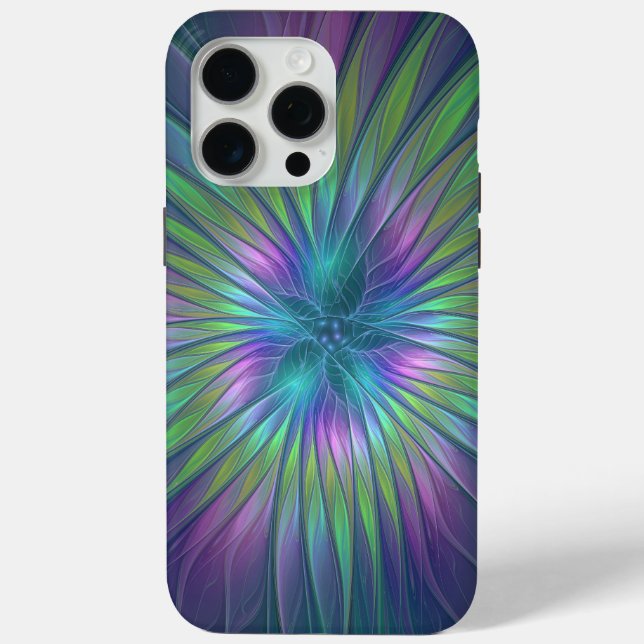 Colourful Shiny Fantasy Flower Abstract Fractal Ar Case-Mate iPhone Case (Back)