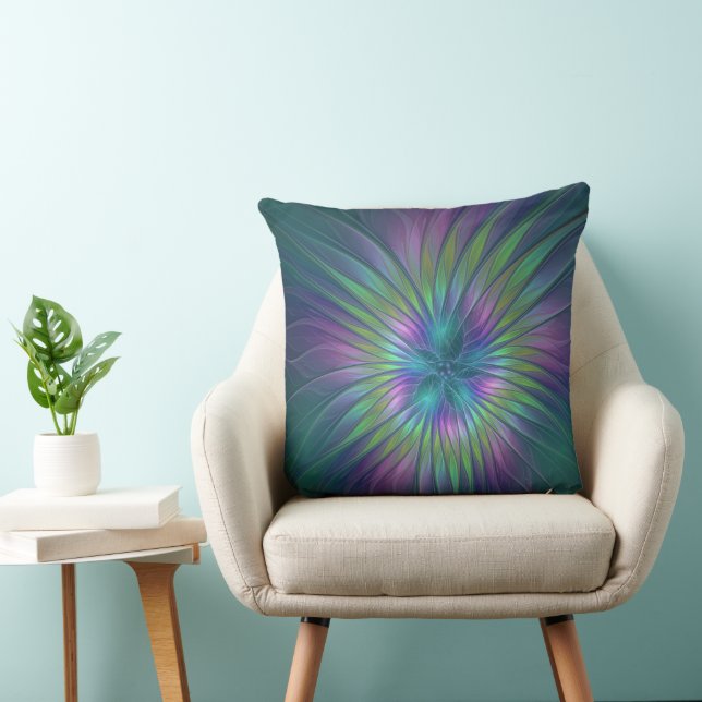 Colourful Shiny Fantasy Flower Abstract Fractal Ar Cushion (Chair)