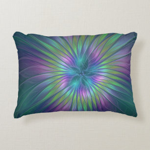 Colourful Shiny Fantasy Flower Abstract Fractal Ar Decorative Cushion