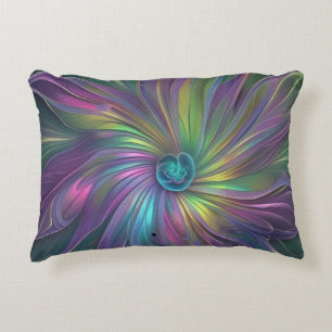 Colourful Shiny Fantasy Flower Abstract Fractal Ar Decorative Cushion