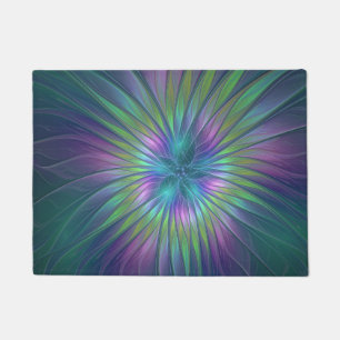 Colourful Shiny Fantasy Flower Abstract Fractal Ar Doormat