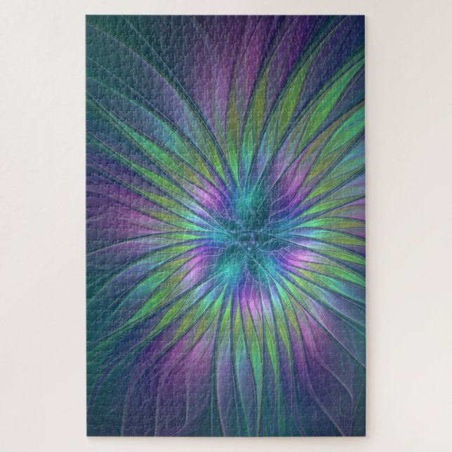 Colourful Shiny Fantasy Flower Abstract Fractal Ar Jigsaw Puzzle (Vertical)