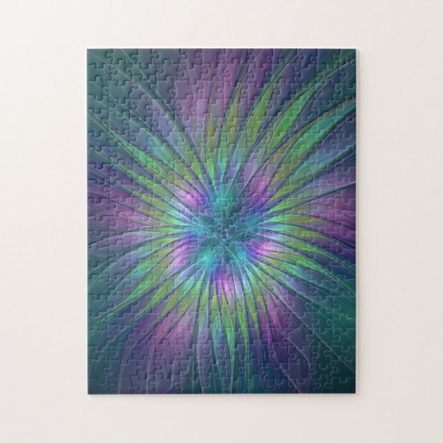 Colourful Shiny Fantasy Flower Abstract Fractal Ar Jigsaw Puzzle (Vertical)
