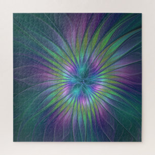 Colourful Shiny Fantasy Flower Abstract Fractal Ar Jigsaw Puzzle