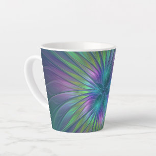 Colourful Shiny Fantasy Flower Abstract Fractal Ar Latte Mug