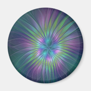 Colourful Shiny Fantasy Flower Abstract Fractal Ar Magnet