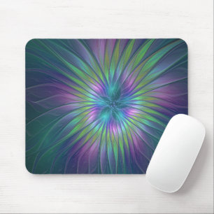 Colourful Shiny Fantasy Flower Abstract Fractal Ar Mouse Pad
